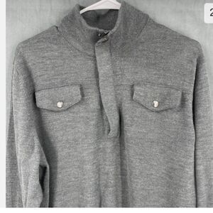 Banana Republic Knit/WoolSweater Mens S Gray Italian Yarn 1/4Zip Long Sleeve NWT